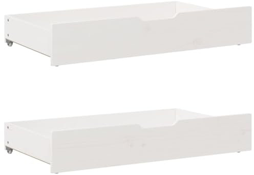 vidaXL Cajones Debajo Cama con Ruedas 2 uds Madera Maciza Pino Blanco