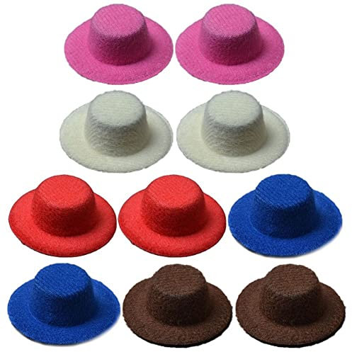 10 Stück Formelle Mini-hüte, Bunte Miniatur-puppenhüte Für DIY-Handwerk, Puppenhaar-Accessoires, Dekoration