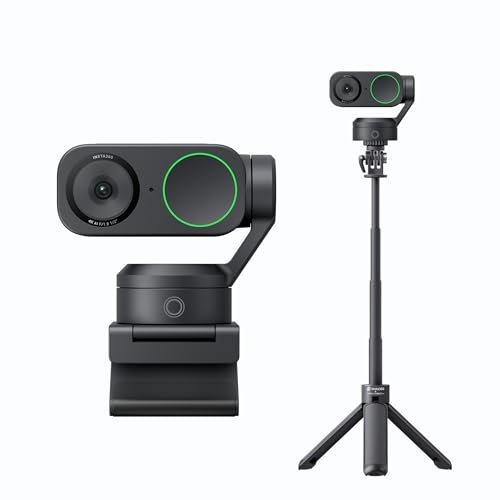 Insta360 Link 2 PTZ Dual Axis Gimbal AI-Powered 4K Webcam with 1/2 Sensor for Increased Detail, Pro Audio, Gesture Control & Built-in Privacy Protection with 2-in-1 Mini Tripod