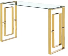 Romimex Konsole, goldfarben, Edelstahl, gehärtetes Glas, 120 x 78 x 40 cm