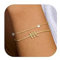 Dochais Armband Damen Buchstaben - 14K Gold Vergoldete Charm Armbänder mit Initialen, Wasserfestes Perlen Buchstaben Armkette Set für Frauen Mädchen, Goldene Bracelet Schmuck Geschenk