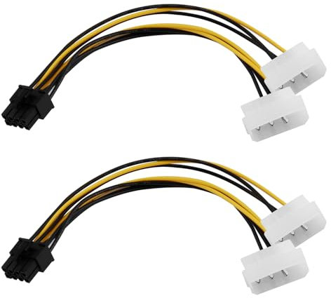 8 Pin PCIe to Molex 2x4 Pin Power Cable 2 Pack 8 Pin GPU Graphics Card Power Wire Adapter Dual 4 Pin Male to 8 Pin Female Connector Cable Y Splitter Power Extension Cord 20cm Length