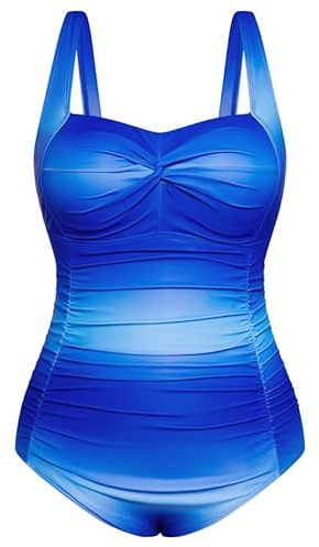Hanna Nikole Women's Plus Size One Piece Swimsuit Tummy Control Swimwear Swimsuit V-Neck Ruched Monokinis