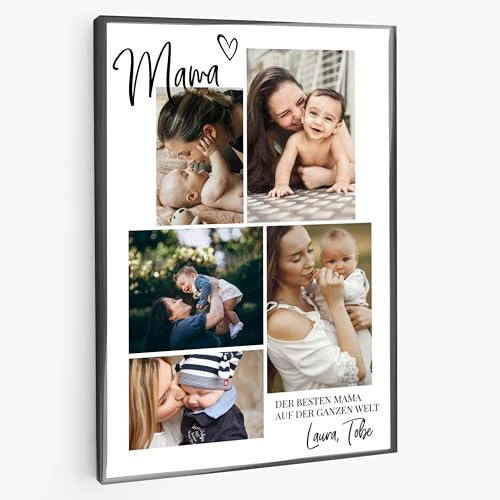 DecoMe - Fotocollage für Mama Wandbild mit Wunschmotiv – Geschenk für Mutter Oma und Familie – Kreatives Bild Geburtstag Muttertag