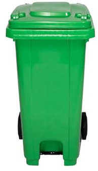 Jardin202 - Cubo de Basura 120 Litros con Pedal y Ruedas | Contenedor de Basura Robusto con PEDAL | 120 L + Bolsas (Verde)