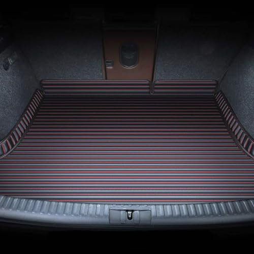 RQLCS Auto Leder Kofferraummatten für Caddy Maxi 2015-2023 2024 2025, Wasserdicht Kratzfest Kofferraumwanne Antirutschmatte Kofferraumschutz,B-Red