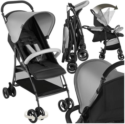 tectake® Poussette canne compacte 0-36 mois Pliable avec Espace de rangement, Dossier inclinable Poussette compacte & légère Poussette voyage Accessoires Bébé Nouveau né Enfant Baby stroller