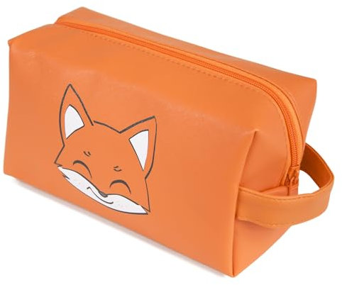 KINSTON Trousse de Toilette à Motif Animal - Voyage - Trousse de Rangement Cosmétiques avec Poignet - Grande capacité - Orange