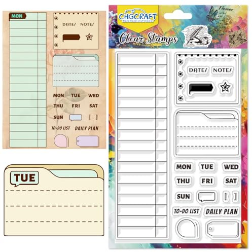 CHGCRAFT Datum Tabelle klar Stempel Transparent To Do Liste Handwerk Zeitplan Stempel für DIY Scrapbooking Fotoalbum dekorative Karten machen, gemischte Formen, 6,3x4,3 Zoll