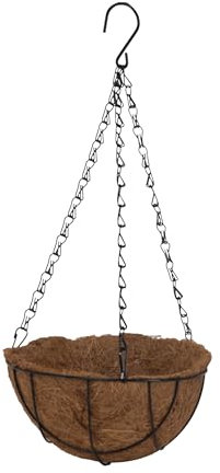 BESCH Macetero Colgante Fibra de Coco Base Acero para Soporte de Macetas de Estilo Cadena para Colgar en habitación, salón o balcón 20 Ø x 10 cm