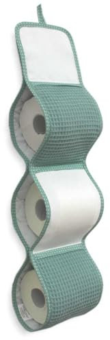 Portarotolo, Porta Rotoli Carta Igienica da ricamare a Punto Croce, Portarotolo da muro in Tessuto con Tela Aida da appendere, 3 spazi per inserire i rotoli carta igienica. (33 Verde salvia)