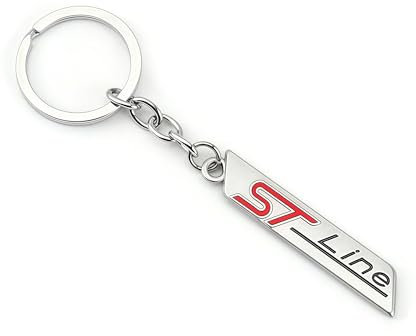 Auto-Schlüsselanhänger mit ST-Line-Logo aus Metall, kompatibel mit X Vignale ST Line Escape EcoBoost 245 330 Explorer(Bright ST Line)