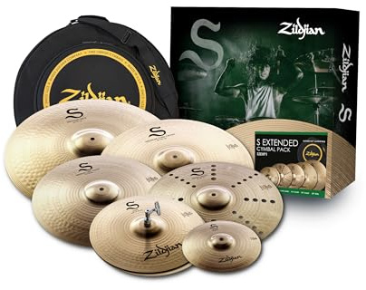 Zildjian S Extended Cymbal Pack – 10” Splash, 14” Hi-Hats, 16”/ 18, 16” Trash-Crash, 20” Ride + 22” Cymbals Bag – Bright, Versatile B12 Alloy – For Studio, Stage & Practice - SZEXP1