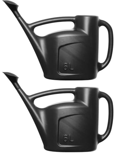 2 x 6L Black Outdoor Watering Can With Detachable Sprinkler Rose - For Indoor And Outdoor Plant Watering - Durable Weather Resistant Garden Watering Can.