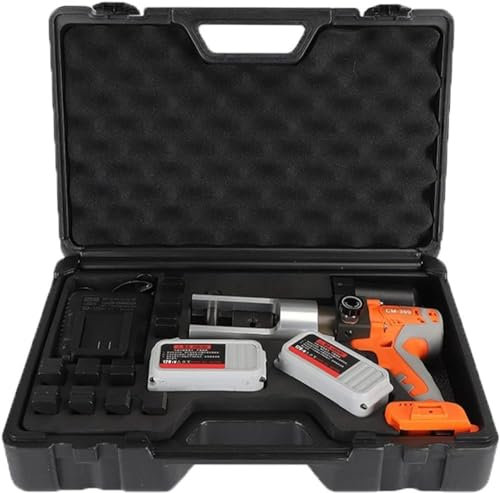 OZBME Pince à sertir électrique et hydraulique, 12 tonnes, 11 Matrices, 16-300 mm², avec Mallette de Transport et câble de Batterie.