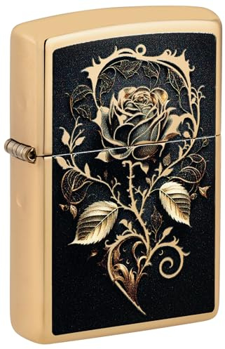 Zippo Sturmfeuerzeug - Golden Rose, High Polish Brass, Color Image - Nachfüllbar - Wiederverwendbar - Windfestes Design - Geschenkbox - Made in USA