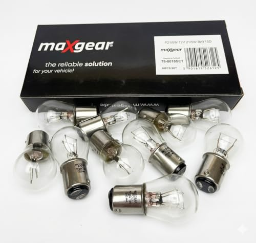 Hallenwerk 10x Stk. Set P21/5W / BAY15d / 12V / 21/5W / 2-Phasen Auto Lampen Beleuchtung Bremslichtlampe Rückfahrlicht
