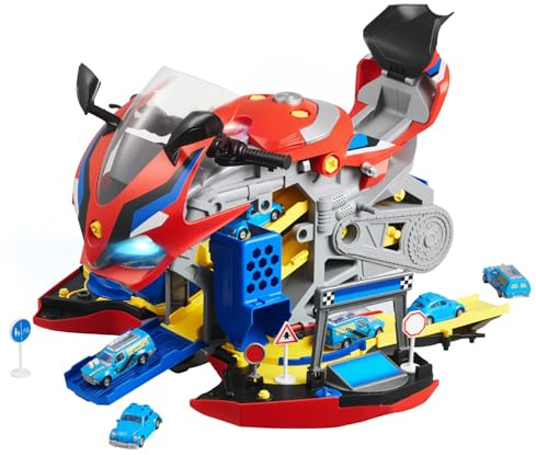 VEVOR Juguete de Motor de Motocicleta, 25 uds de Juguete Mecánico con Piezas Extraíbles, Luces y Sonidos, Simulación de Conducción y Carreras en Pista, para Niños a Partir de 3 Años, Color Rojo