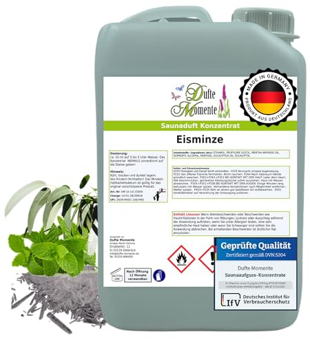 Dufte Momente Saunaaufguss-Konzentrat Eisminze – 3 Liter – intensiv frisch & kühlend – konzentriert & ergiebig – zertifizierte Profi-Qualität – vegan & Made in Germany