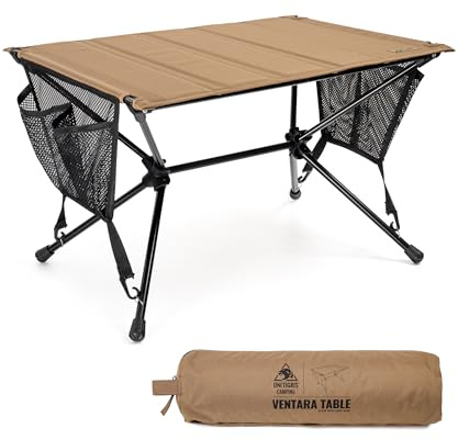 OneTigris VENTARA faltbar Campingtisch klappbar, Camping Tisch Klapptisch mit Tragetasche und Netztasche, Kleiner Tisch Outdoor Ultraleicht für Angeln Wandern 61,5 x 43 x 38 cm