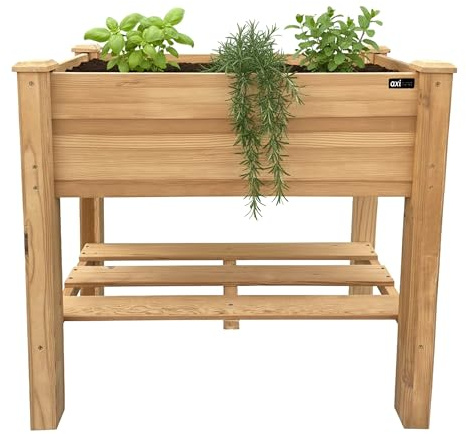 AXI Ari Hochbeet mit Ablagefläche aus Holz in Braun | Pflanzkübel/Pflanzkasten auf Stelzen für Garten/Balkon/Terrasse | 86,5 x 46 x 85 cm