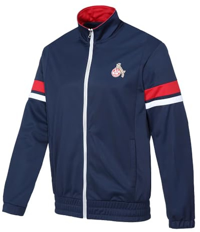 1. FC Köln Trackjacke Alte Kölnstr. – Retro Trainingsjacke Herren Damen – Offizielle Fanjacke Blau Rot Weiß – Fußball Jacke mit gesticktem Logo & Reißverschluss