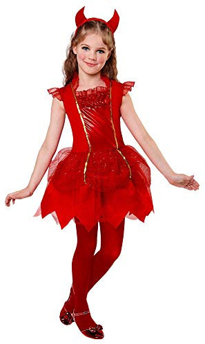W WIDMANN MILANO Party Fashion - Kinderkostüm Teufel, Kleid, Faschingskostüme Kinder für Halloween und Karneval, Satan, Hölle