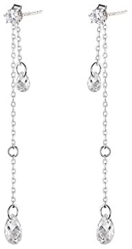 SLUYNZ 925 Sterling Silber Elegante CZ Tropfen Ohrringe Kette für Frauen Damen Tröpfchen Ohrringe Quaste Ohrringe