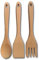 (Ensemble de 3) Ustensiles en bois en hêtre avec cuillère en bois de 12 de long, spatule en bois, fourchette en bois