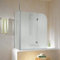Schulte D81102 01 60 12 5 Duschabtrennung mit Seitenwand Garant für Badewanne, 6 mm Sicherheitsglas Matt sandgestrahlt, 117 x 140 x 75 cm, alunatur, Montage links
