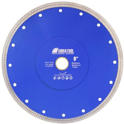 SHDIATOOL Diamant-Trennscheibe Ø230mm, Diamantklinge mit X Felgensegment für Schneiden von Feinsteinzeug Porzellan Fliesen Granit Marmor Keramik