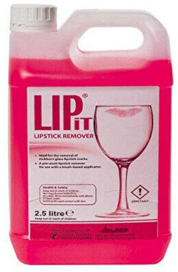 We Can Source It Ltd - Lipit Lipstick Remover for Glassware - Powerful 2.5 Litre Liquid Formula for Removing Lipstick & Grease Marks from Glasses - Ideal for Bars, Restaurants and Catering Use