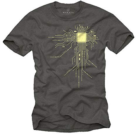Cooles T-Shirt Geek CPU Grau Größe M
