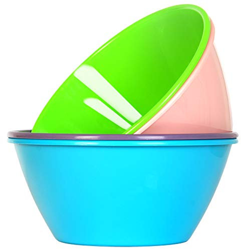 Youngever 9er Set 1500ML Kunststoffschalen, Mehrweg große Müslischalen Salatschalen Suppenschale für Salat, Obst, Snacks mikrowellengeeignet, spülmaschinenfest Salatschüsseln in 9 Farben