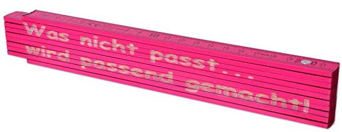 TE-Trend 2m Zollstock Pink Meterstab personalisierter Zollstock Frauen Laser Gravur Maßstab Spruch Was nicht passt…wird passend gemacht Rosa