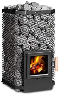 FinTec ARTHUR Holz-Saunaofen – 9,0 kW I 180 kg Steinvolumen I Große Glastür I Ideal für Finnische Sauna oder Außensauna I Umweltfreundlich I Made in Germany