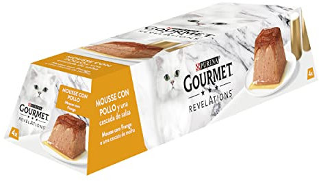 GOURMET Revelations, Comida Húmeda para Gato Adulto, Mousse con Salsa de Pollo, 6 Packs de 4 Pirámides de 57 g. (24 pirámides)