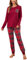 Vlazom Pyjama Femme Hiver Ensemble de Pyjama à Manches Longues Vêtements de Nuit à Carreaux avec Poches pour Noël，A-Rouge，L