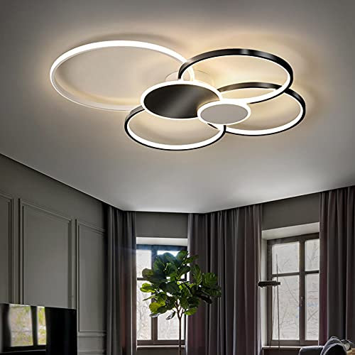Bellastein Wohnzimmerlampe Deckenleuchte LED Dimmbar mit Fernbedienung, LED Deckenlampe Schlafzimmer Decke Lampe Moderne Metall Acryl Pendelleuchte (schwarz)