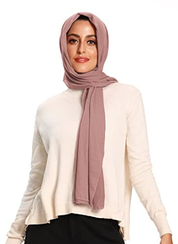 Jersey Hijab Schals für Frauen Kopftuch Muslim Head Wraps, blassrosa, Groß