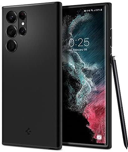 Spigen Thin Fit Hülle Kompatibel mit Samsung Galaxy S22 Ultra -Schwarz