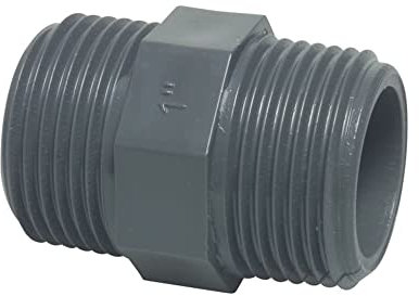 PVC Doppelnippel mit Sechskant, beidseitig AG - 1 Zoll - 2321538-A