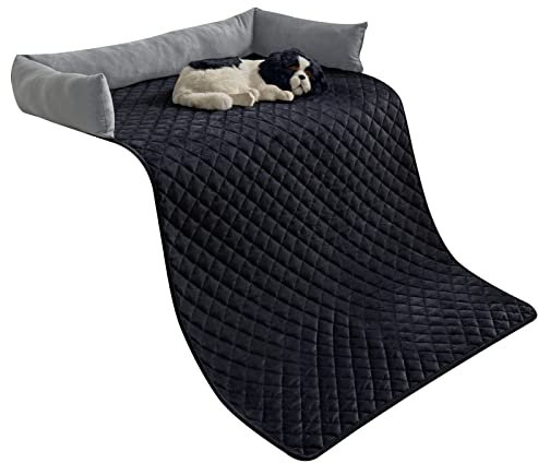 OKYUK Hundebetten Hundekissen - Sofaschutz, handgefertigtes Hundebett waschbar, hundekissen,Couchkissen, Hundematte Flauschiges Hundebett für große, mittelgroße & kleine (Grauschwarz,75 ×120cm)
