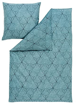 ESTELLA Feinflanell Bettwäsche Cuneo Petrol 1 Bettbezug 155 x 200 cm + 1 Kissenbezug 80 x 80 cm