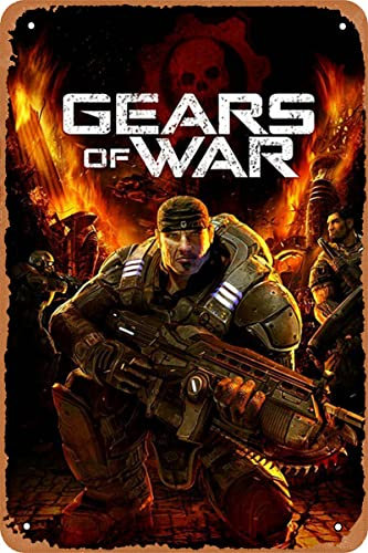 Clilsiatm Gears of War Game Poster Videospiel Blechschild Vintage Wandschild Dekor 20,3 x 30,5 cm