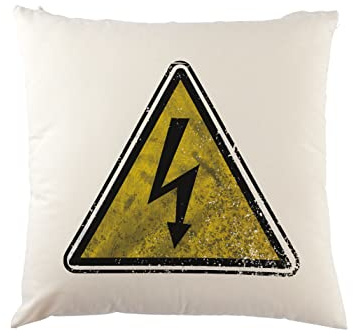 Urban Backwoods Caution High Voltage Vintage Logo Sign Kissen Dekokissen