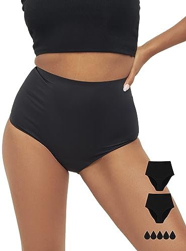 MyMonthlys Perioden-Unterwäsche 2er Set High Waist - Starke Blutung/bis zu 5 Tampons - ohne Biozide & ohne Chemie - Periodenslip Seamless saugstark auslaufsicher - XXL / 44-46