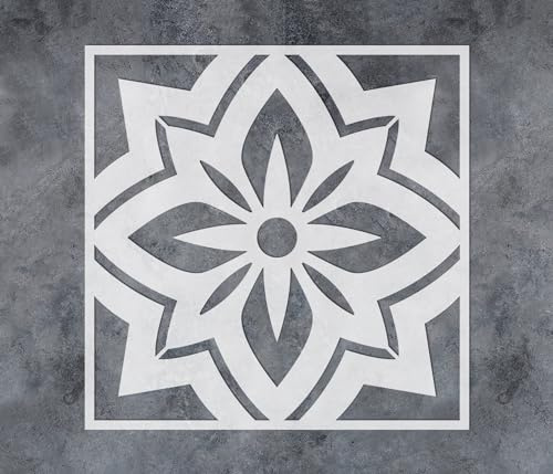GSS Designs Reusable Flower Tile Stencils 12x12Inch DIY Flower Wall Stencils Template for Floor Stencils for Painting Cement Furniture Bathroom Floor Patio and More