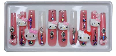 Hello Kitty Diamonds and Divas Press on Nails (Small, 2xl Stiletto)