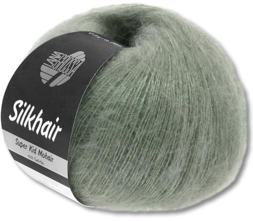 Frida's Wollhaus Lana Grossa 25 g Silkhair Mohair Superkid Seide Wolle Häkeln Stricken 43 Farben (105 | Graugrün)